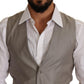 Dolce & Gabbana Elegant Single Breasted Dress Vest in Beige