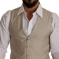 Dolce & Gabbana Beige Cotton Silk Formal Dress Vest