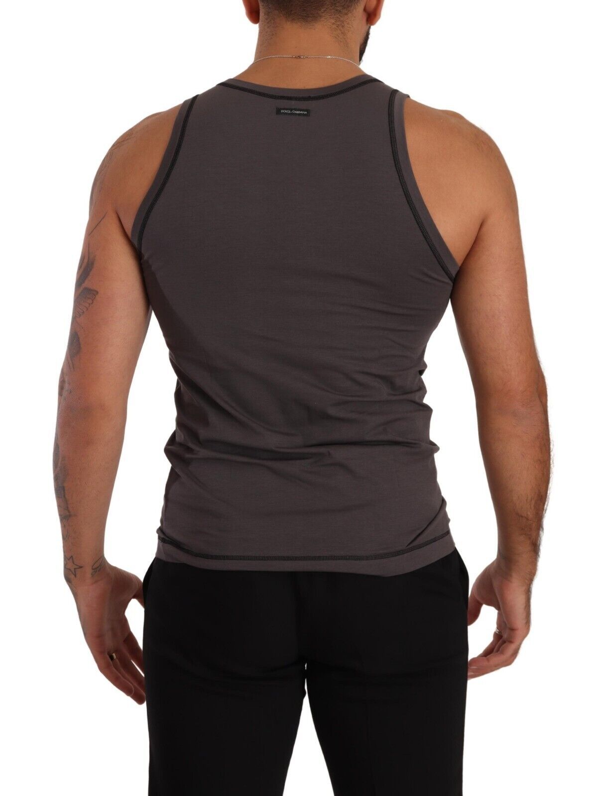 Dolce & Gabbana Sleek Dark Grey Cotton Tank Top