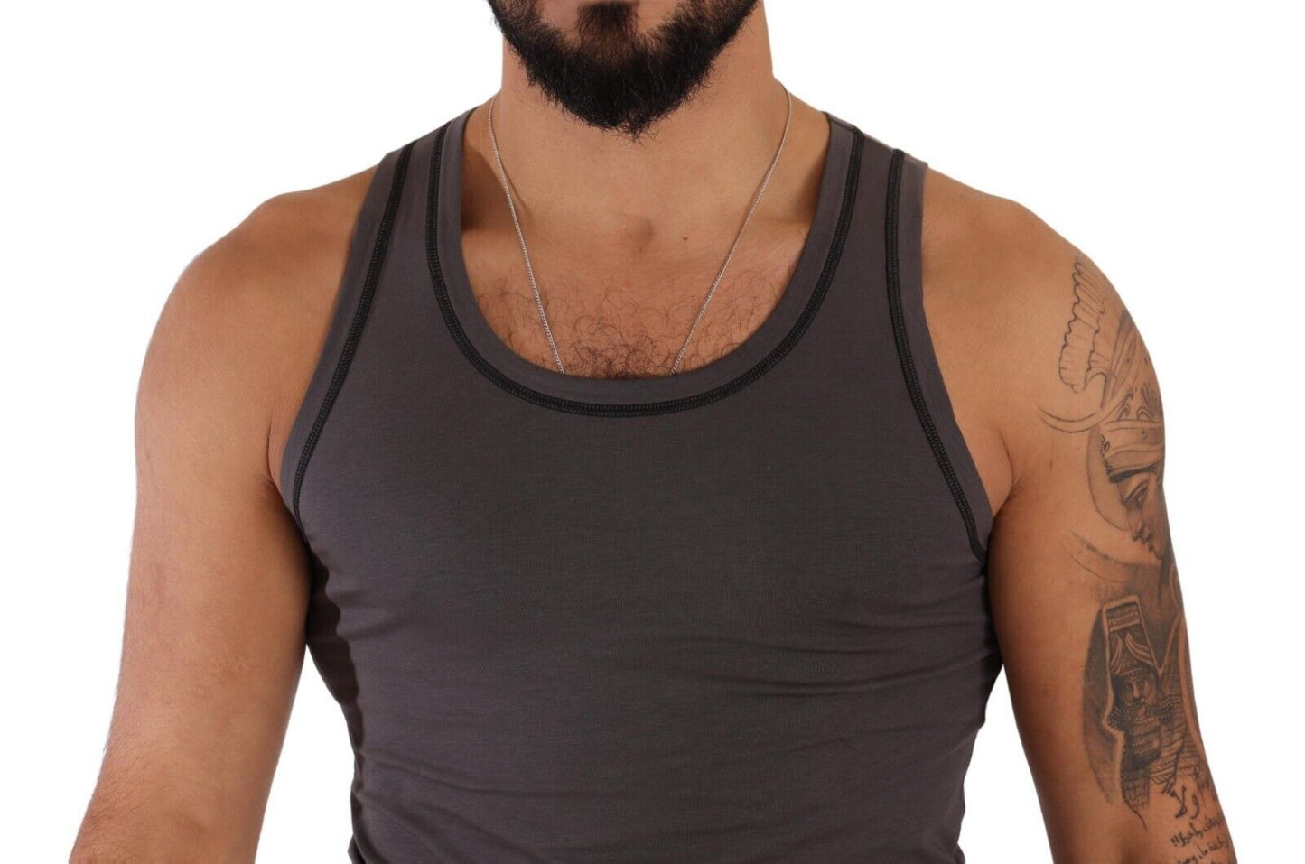 Dolce & Gabbana Sleek Dark Grey Cotton Tank Top