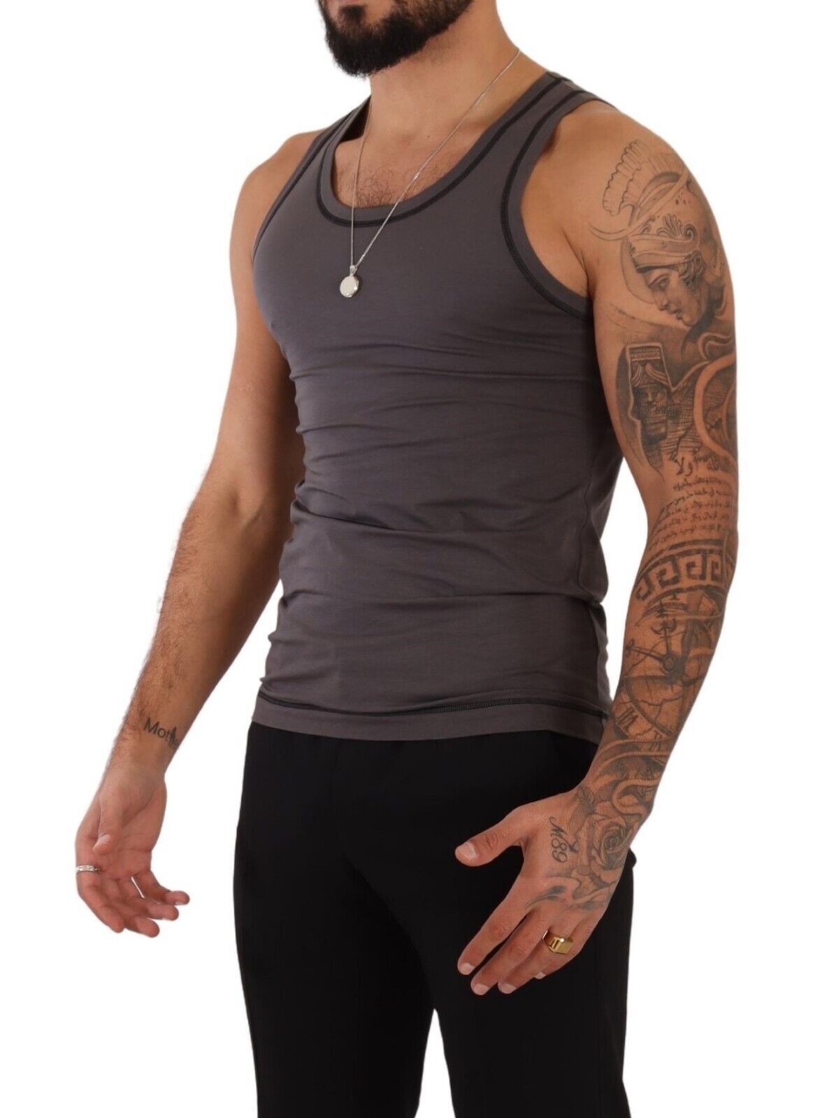 Dolce & Gabbana Sleek Dark Grey Cotton Tank Top