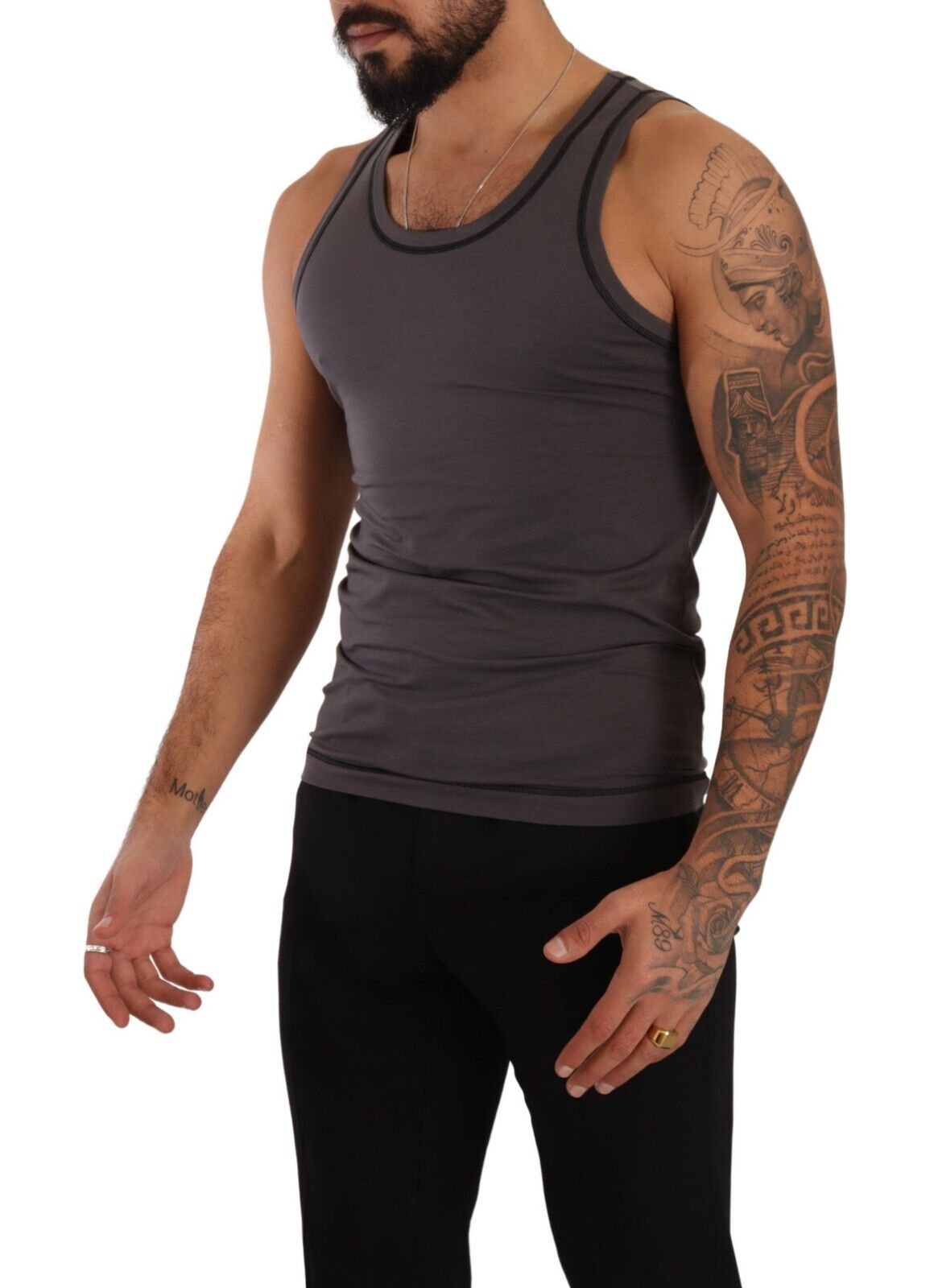 Dolce & Gabbana Sleek Dark Grey Cotton Tank Top