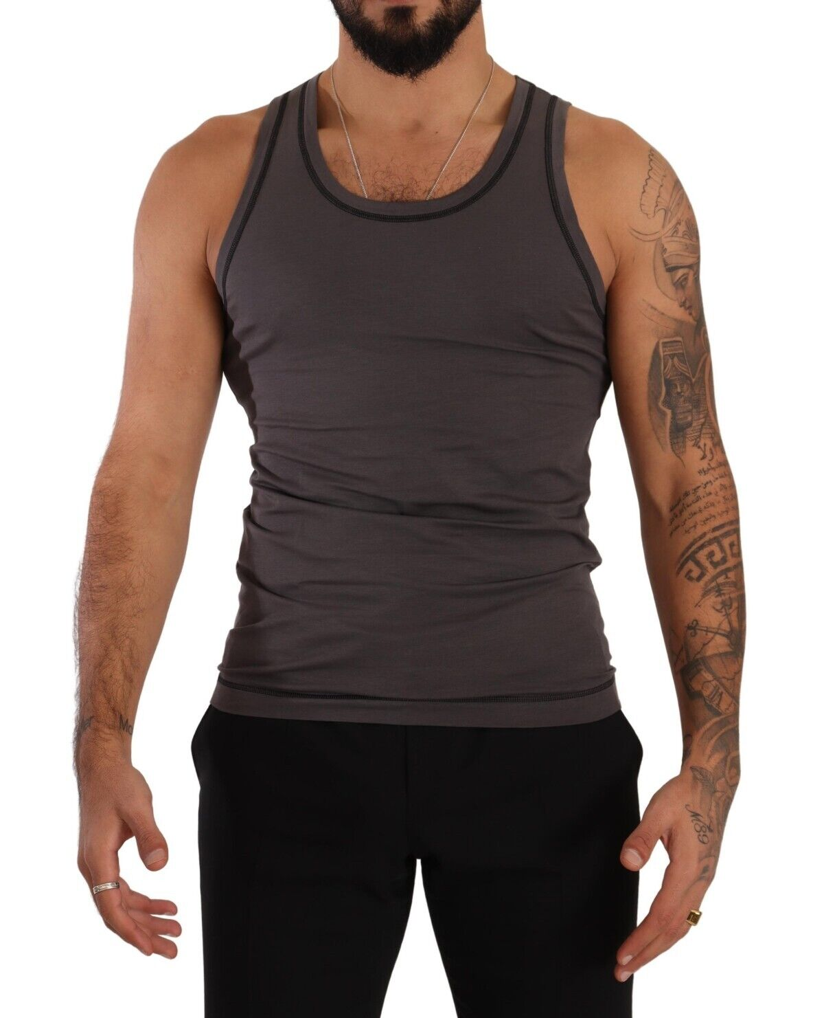 Dolce & Gabbana Sleek Dark Grey Cotton Tank Top