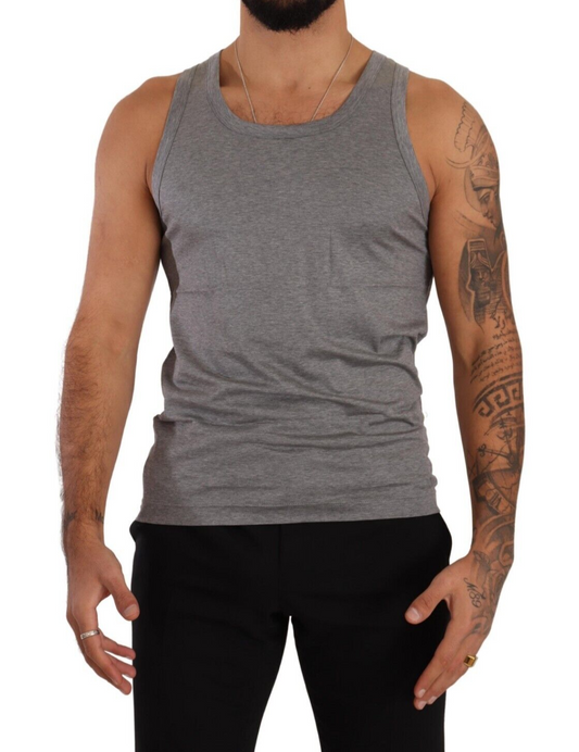 Dolce & Gabbana Elegant Melange Grey Tank Top T-Shirt