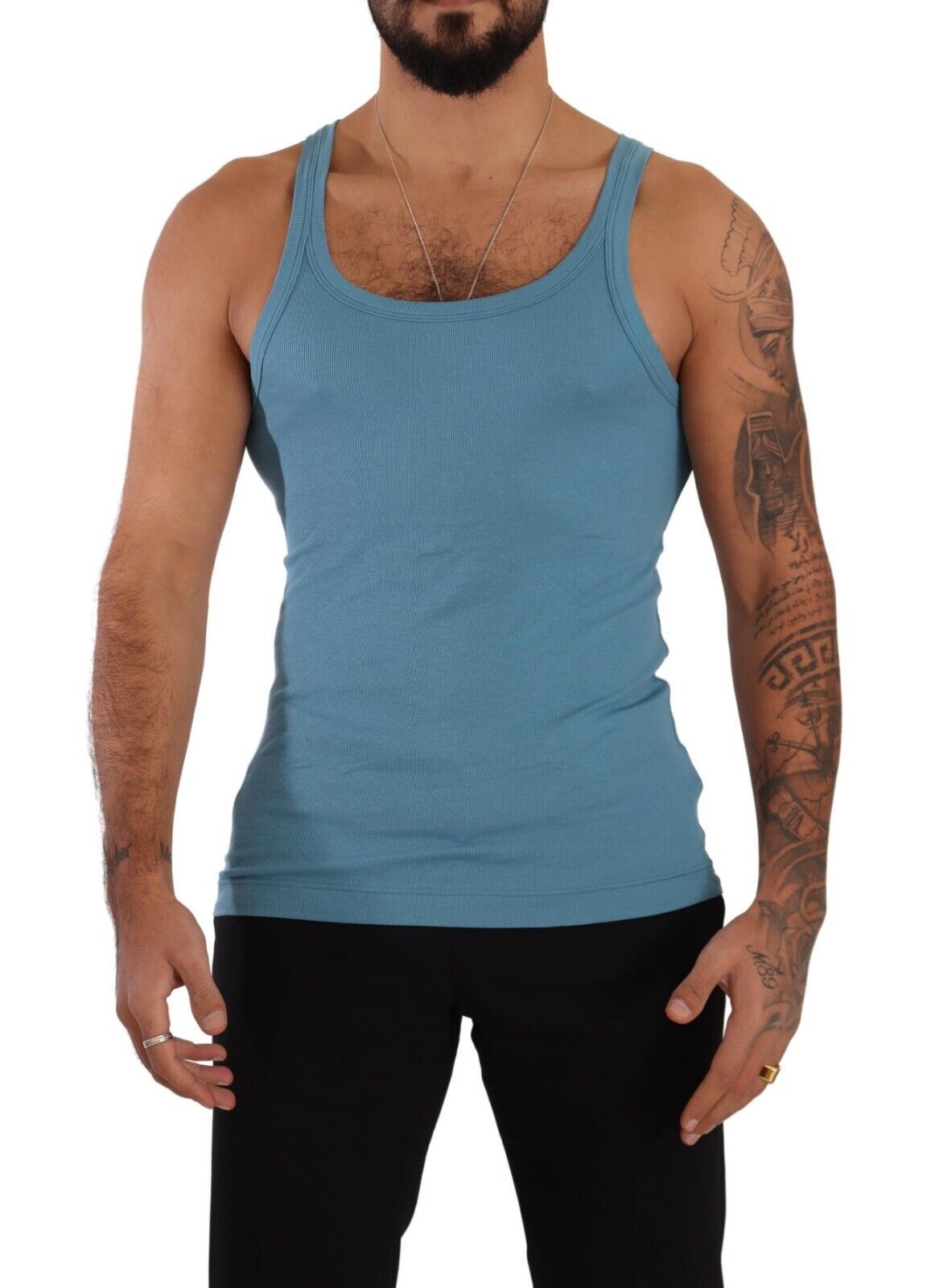 Dolce & Gabbana Elegant Blue Round Neck Tank Top