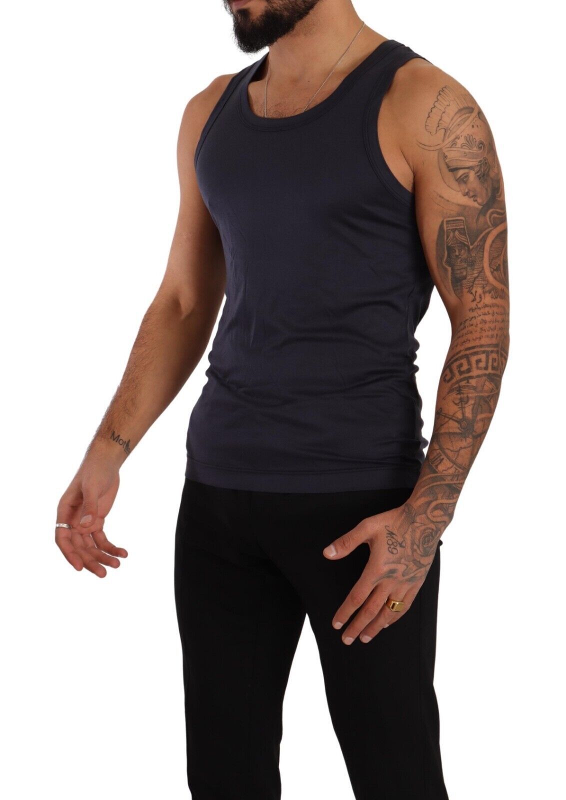 Dolce & Gabbana Navy Blue Modal Silk Tank Top Tee