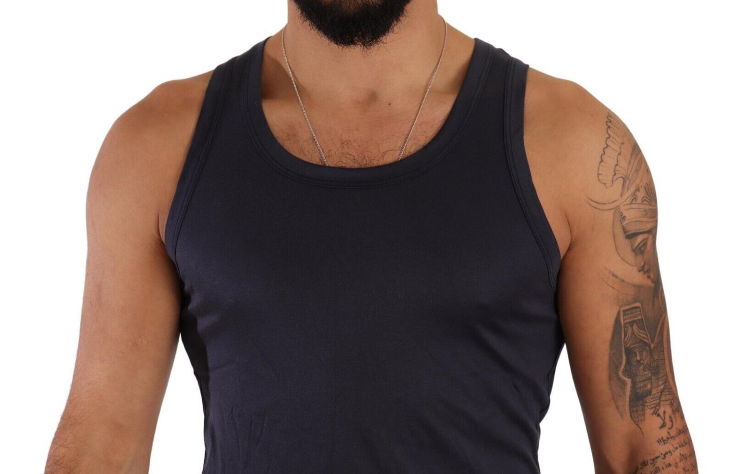 Dolce & Gabbana Navy Blue Modal Silk Tank Top Tee