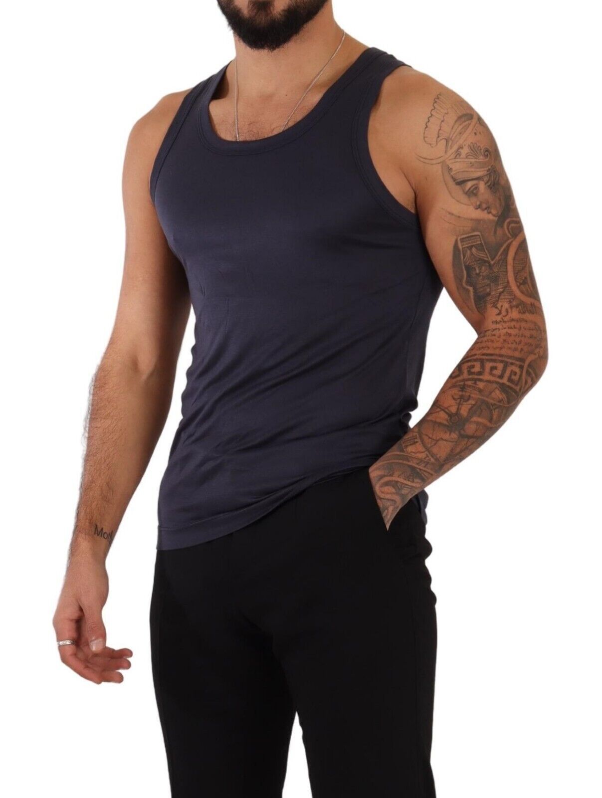 Dolce & Gabbana Navy Blue Modal Silk Tank Top Tee