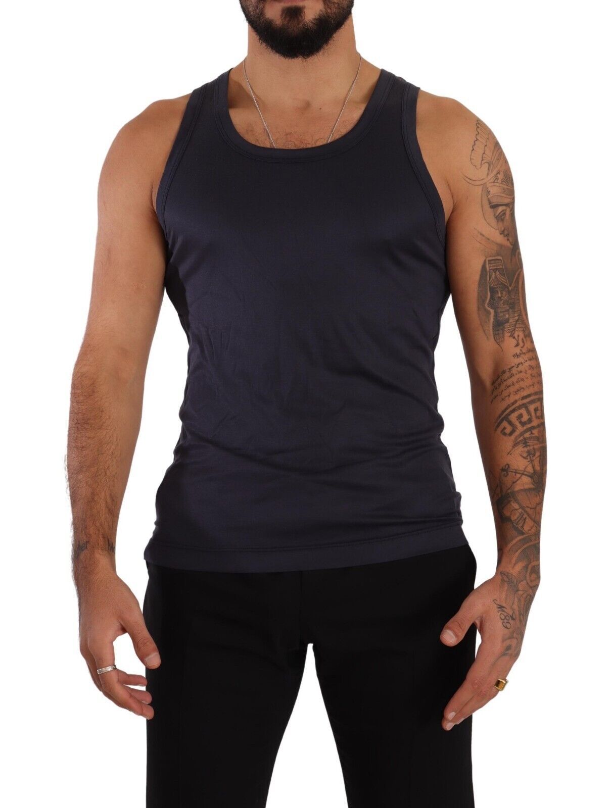 Dolce & Gabbana Navy Blue Modal Silk Tank Top Tee