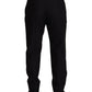 Dolce & Gabbana Elegant Dark Blue Wool Silk Tuxedo Trousers