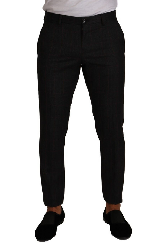 Dolce & Gabbana Elegant Gray Check Slim Fit Trousers