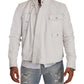 Diesel Exquisite White Leather Biker Jacket