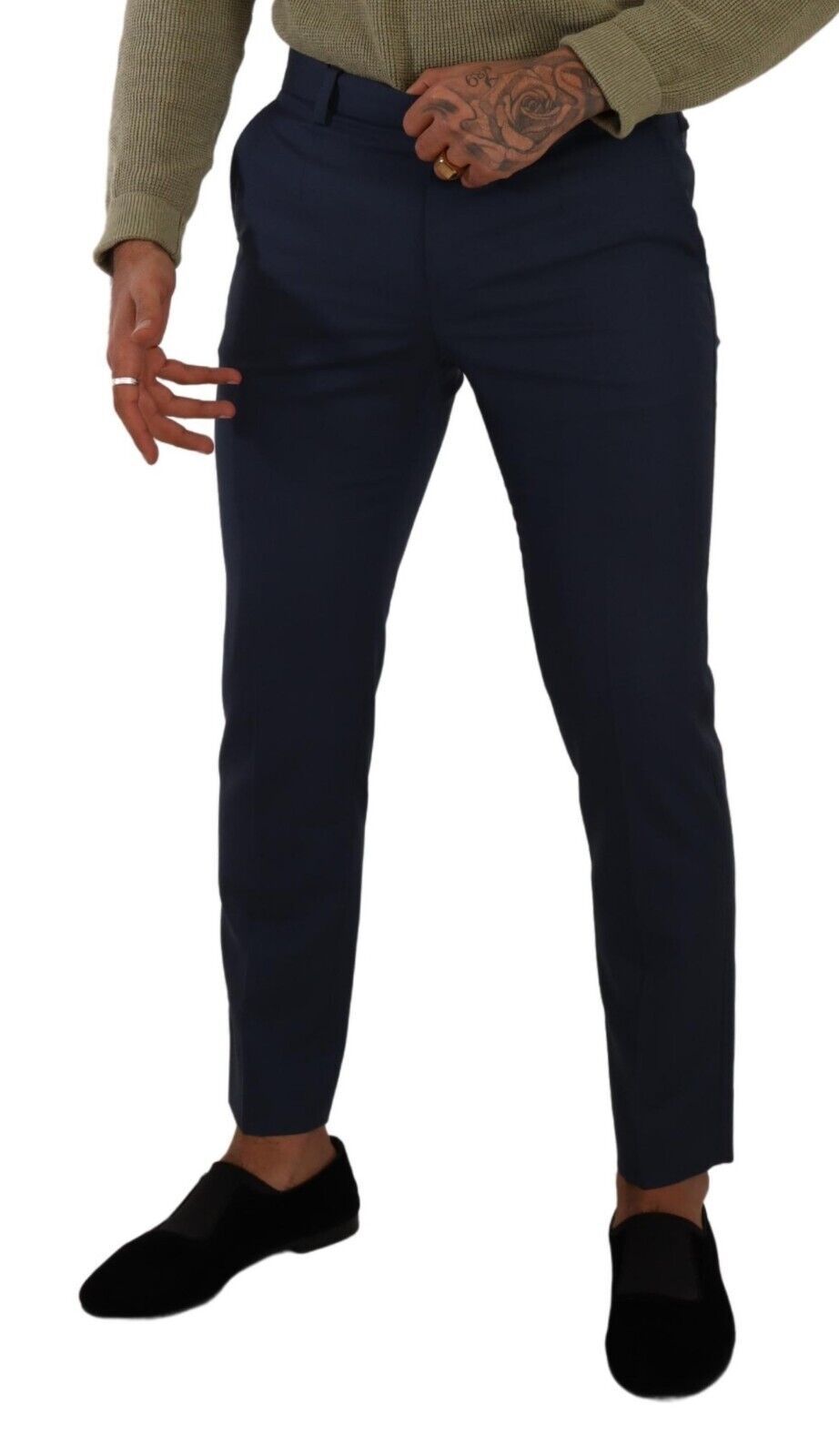 Dolce & Gabbana Elegant Dark Blue Slim-Fit Dress Pants