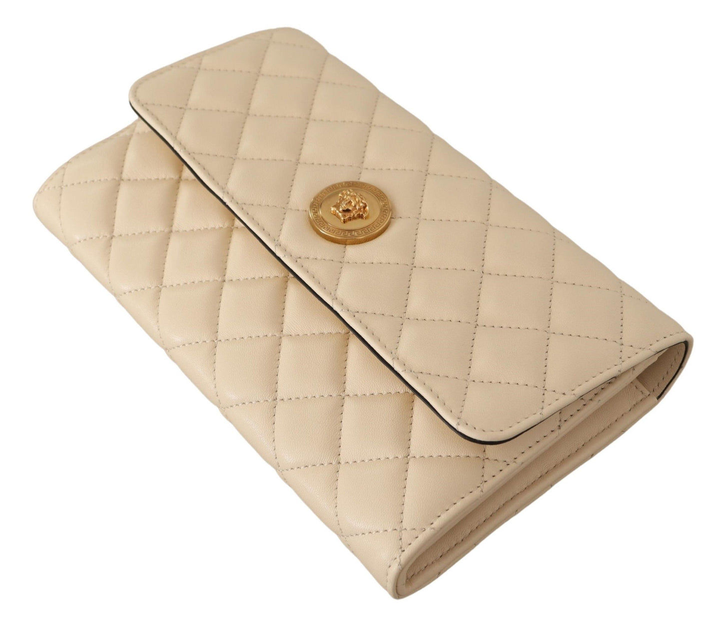 Versace Elegant White Nappa Leather Evening Shoulder Bag