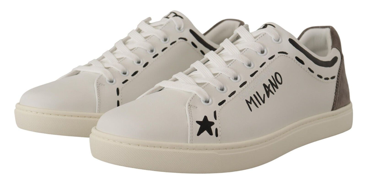 Dolce & Gabbana Elegant White Leather Casual Sneakers