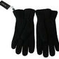 Dolce & Gabbana Black Leather Motorcycle Biker Mitten Gloves