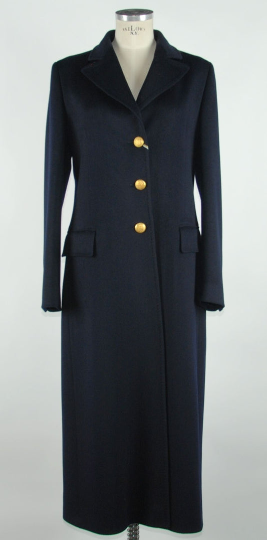 Made in Italy Elegant Blue Wool Coat For Women