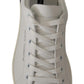 Dolce & Gabbana Elegant White and Blue Low-Top Leather Sneakers