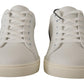 Dolce & Gabbana Elegant White and Blue Low-Top Leather Sneakers