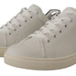 Dolce & Gabbana Elegant White and Blue Low-Top Leather Sneakers