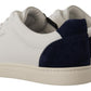 Dolce & Gabbana Elegant White and Blue Low-Top Leather Sneakers