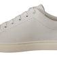 Dolce & Gabbana Elegant White and Blue Low-Top Leather Sneakers