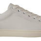 Dolce & Gabbana Elegant White and Blue Low-Top Leather Sneakers