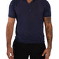 Daniele Alessandrini Navy Linen Blend Collared T-Shirt