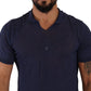 Daniele Alessandrini Navy Linen Blend Collared T-Shirt