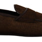 Dolce & Gabbana Elegant Brown Caiman Leather Loafers