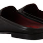 Dolce & Gabbana Exquisite Black & Burgundy Leather Slides