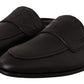 Dolce & Gabbana Exquisite Black & Burgundy Leather Slides