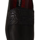 Dolce & Gabbana Exquisite Black & Burgundy Leather Slides