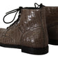 Dolce & Gabbana Elegant Crocodile Derby Brogue Boots