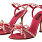 Dolce & Gabbana Elegant Pink Pearl Embellished Heels Sandals