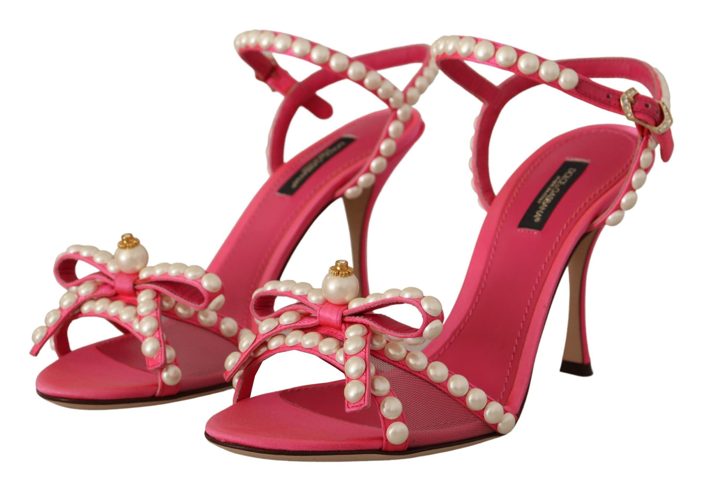 Dolce & Gabbana Elegant Pink Pearl Embellished Heels Sandals