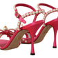 Dolce & Gabbana Elegant Pink Pearl Embellished Heels Sandals