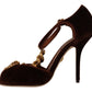 Dolce & Gabbana Elegant Gold Detail Velvet Heels