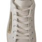 Dolce & Gabbana Elegant White Leather Sneakers with Gold Accents