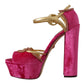 Dolce & Gabbana Ethereal Pink Velvet Crystal Sandals