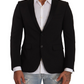 FRADI Elegant Black Slimfit Peak Lapel Blazer