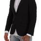 FRADI Elegant Black Slimfit Peak Lapel Blazer