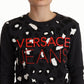 Versace Jeans Chic Black Leopard Crew Neck Pullover