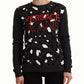 Versace Jeans Chic Black Leopard Crew Neck Pullover