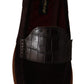 Dolce & Gabbana Elegant Suede Crocodile Loafers in Brown