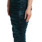 Dolce & Gabbana Turquoise Bustier Bodice Draped Midi Dress.
