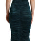Dolce & Gabbana Turquoise Bustier Bodice Draped Midi Dress.