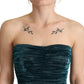 Dolce & Gabbana Turquoise Bustier Bodice Draped Midi Dress.