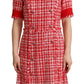 Dolce & Gabbana Chic Checkered Sheath Knee-Length Dress