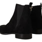 Dolce & Gabbana Black Suede Leather Chelsea Mens Boots Shoes